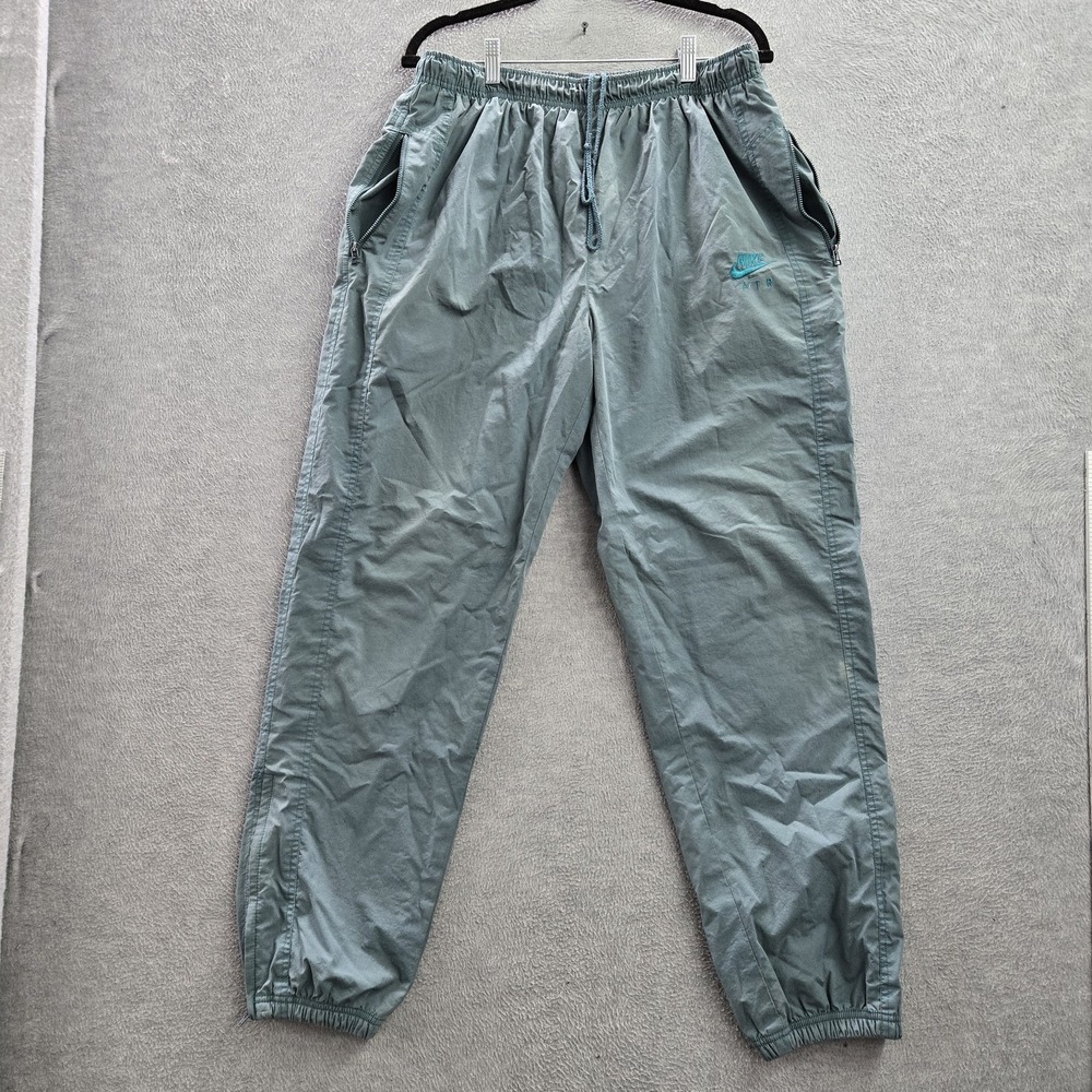 Nike Air Men Activewear Pants L Green Logo Embroidery Jogger Y2K